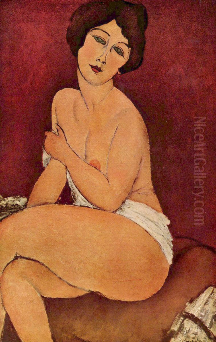 Nude Sitting on a Divan Oil Painting by Amedeo Modigliani
