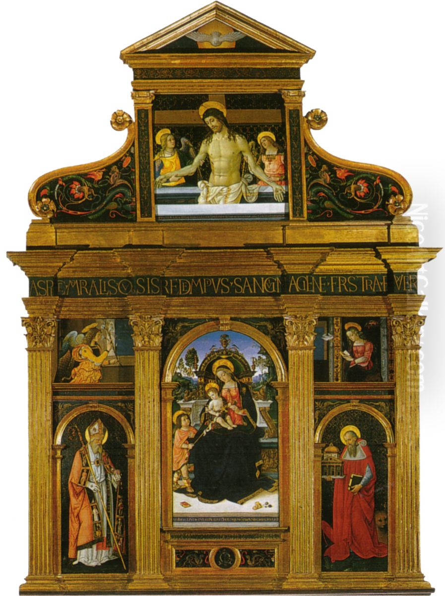 Madonna and Crucifixion and Saints Oil Painting by Pinturicchio