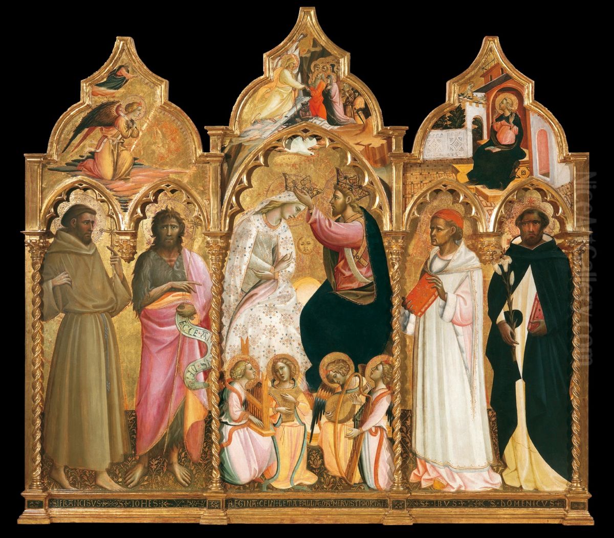 Triptych of the coronation of the Virgin Oil Painting by Giovanni dal Ponte