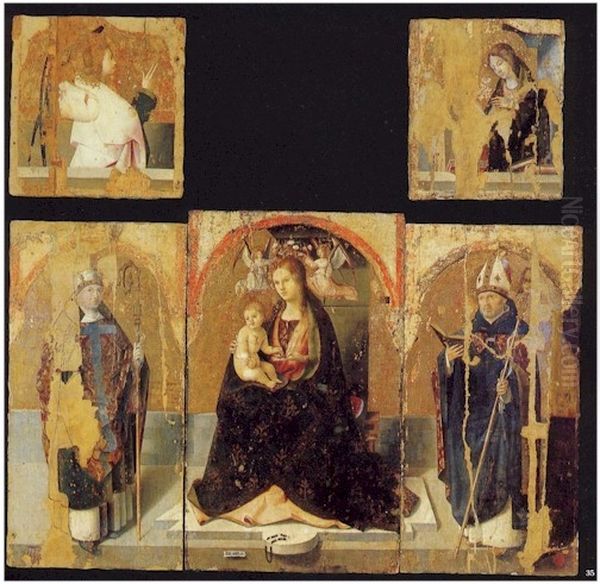 San Gregorio Polyptych Oil Painting by Antonello da Messina