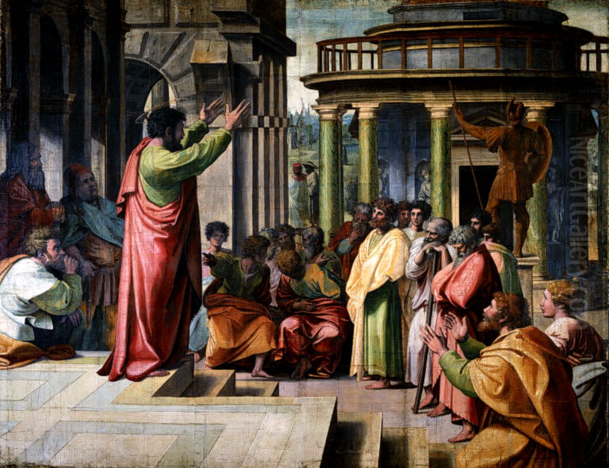 St Paul Preaching at Athens Oil Painting by Raphael