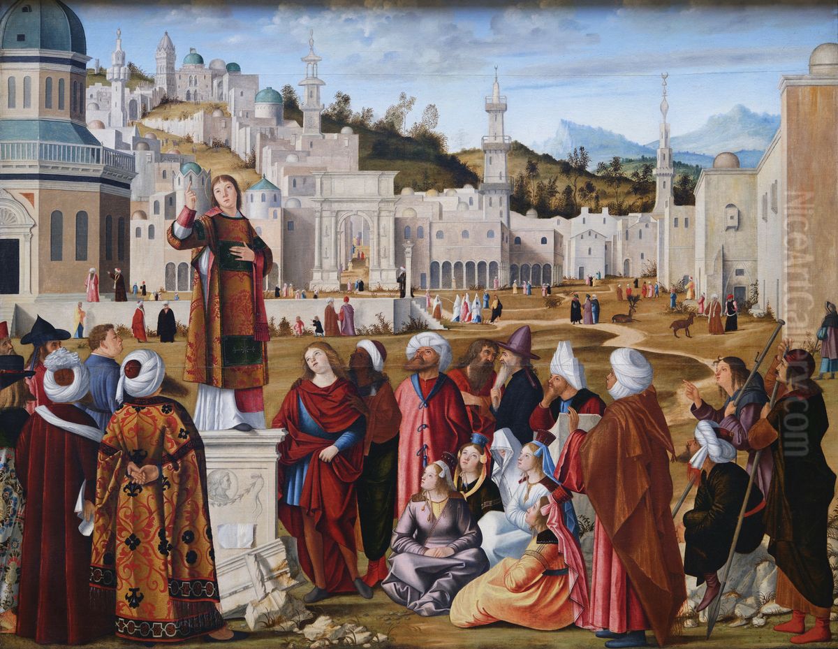 La Predication de saint Etienne Oil Painting by Vittore Carpaccio