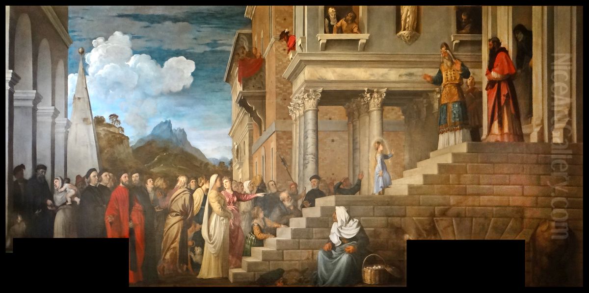 The Presentation of the Virgin at the Temple Oil Painting by Titian