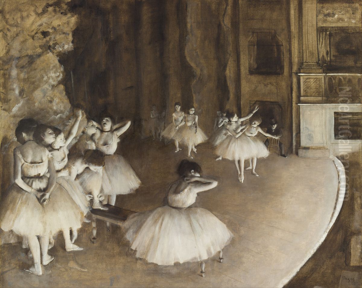 Repetition d'un ballet sur la scene Oil Painting by Edgar Degas