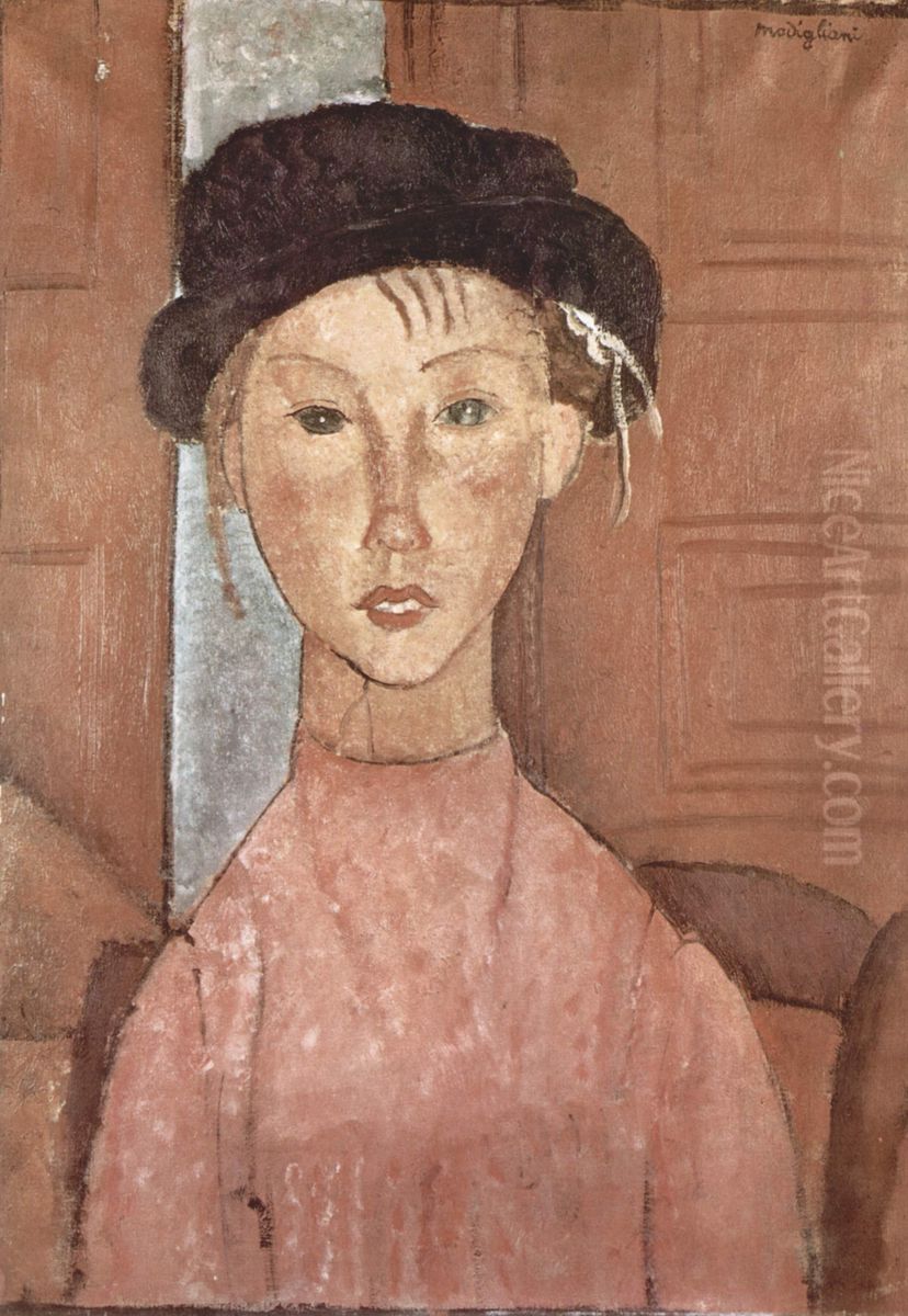 Madchen mit Hut Oil Painting by Amedeo Modigliani