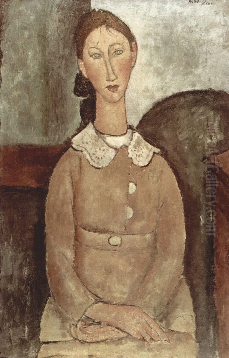 Madchen in gelben Kleid Oil Painting by Amedeo Modigliani