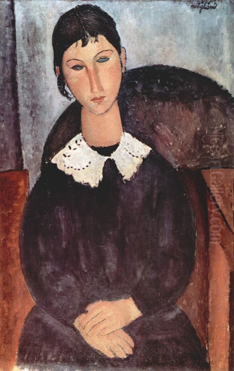 Elvira mit weissem Kragen Oil Painting by Amedeo Modigliani