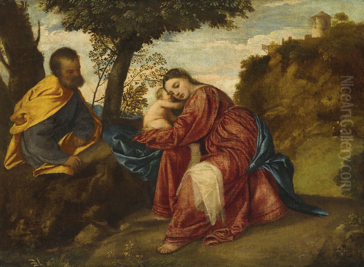 Rest on the Flight into Egypt Oil Painting by Titian