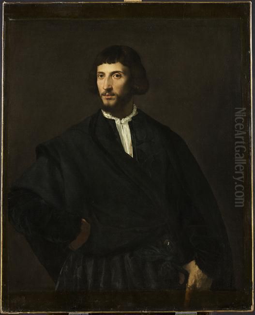 Portrait d'homme, main a la ceinture Oil Painting by Titian