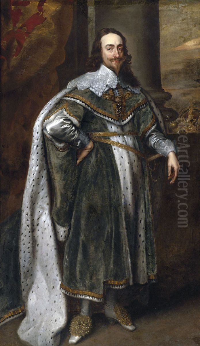 Portrait of King Charles I in his robes of state Oil Painting by Sir Anthony Van Dyck