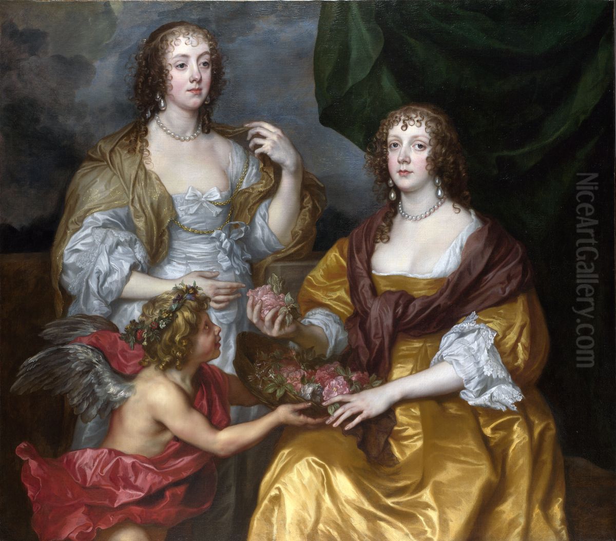 Lady Elizabeth Thimbelby and her Sister Oil Painting by Sir Anthony Van Dyck