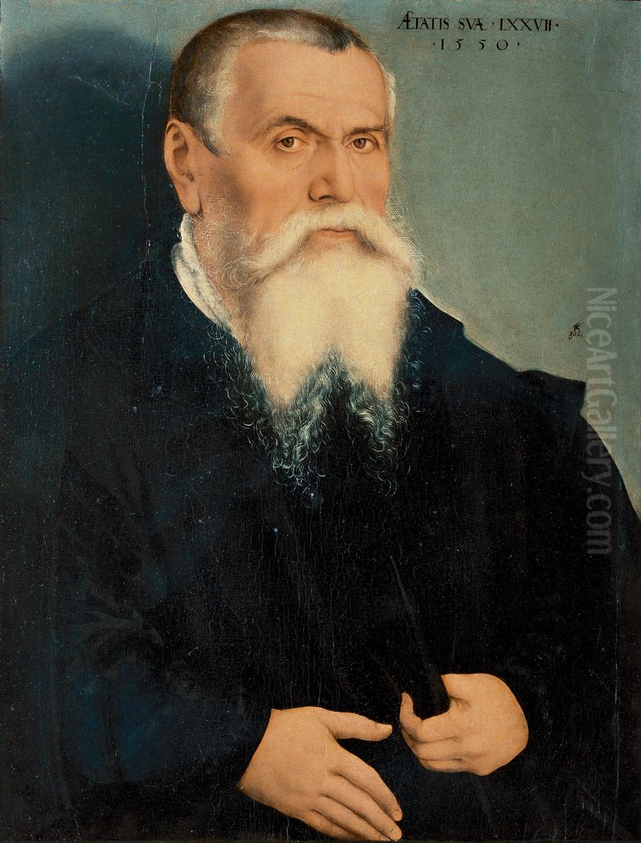 Portrait of Lucas Cranach the Elder Oil Painting by Lucas The Younger Cranach