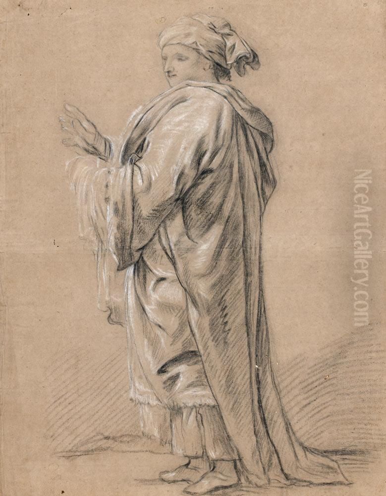 Etude De Personnage Enturbanne En Pied Oil Painting by Charles Michel-Ange Challe