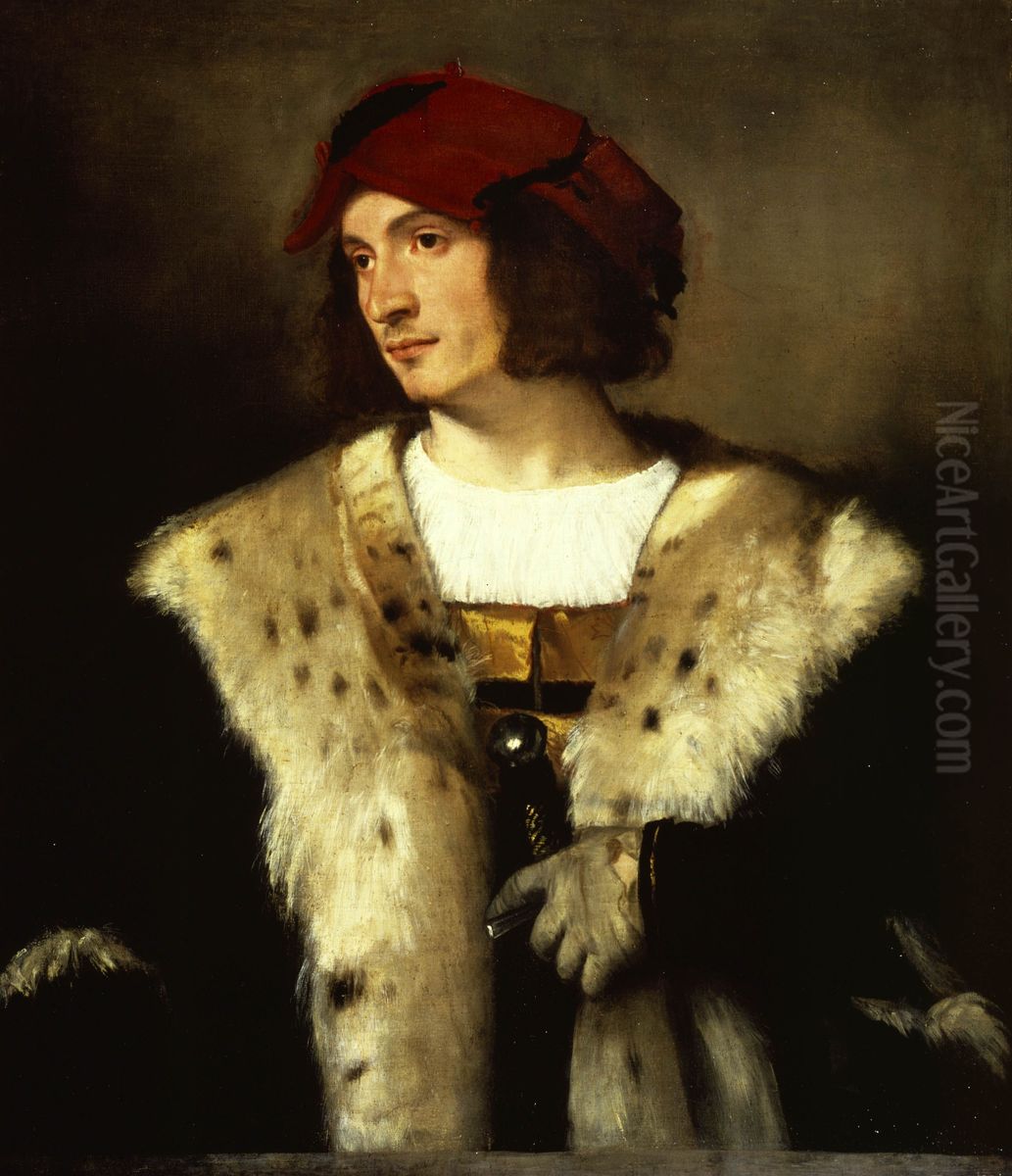 Portrait of a Man in a Red Cap Oil Painting by Titian
