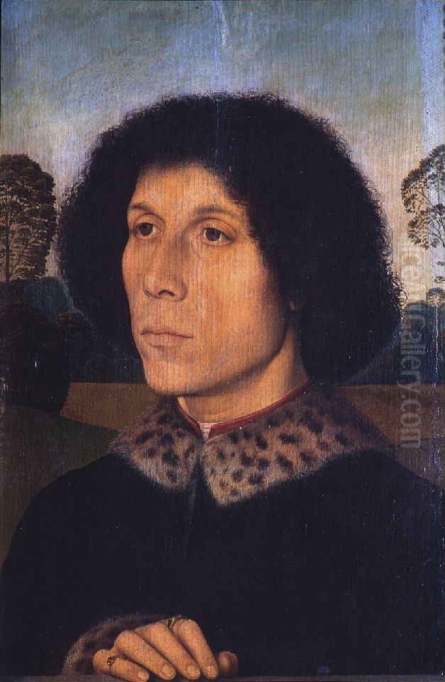 L'uomo ignoto in un paesaggio Oil Painting by (manner of) Memling, Hans