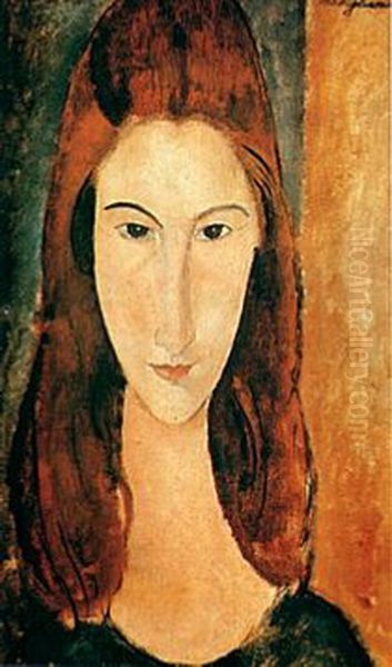 Portrait of Jeanne Hebuterne [head front]. Oil Painting by Amedeo Modigliani