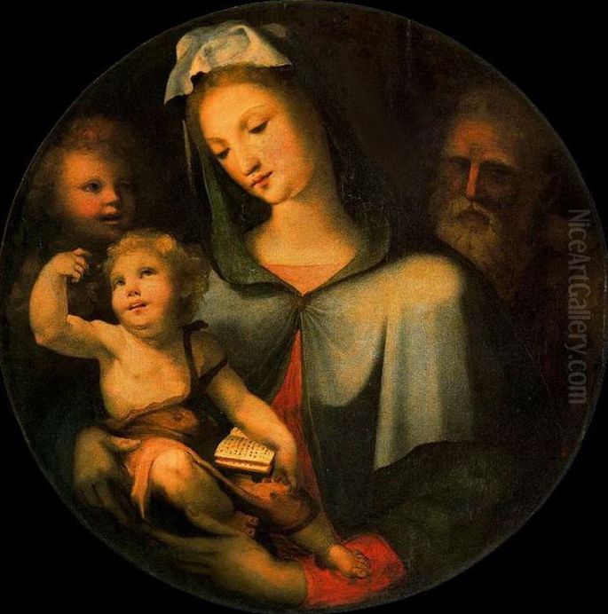 The Holy Family with Young Saint John Oil Painting by Domenico Beccafumi