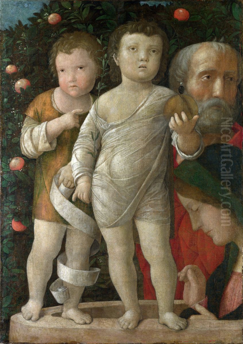 The Holy Family with Saint John Oil Painting by Andrea Mantegna
