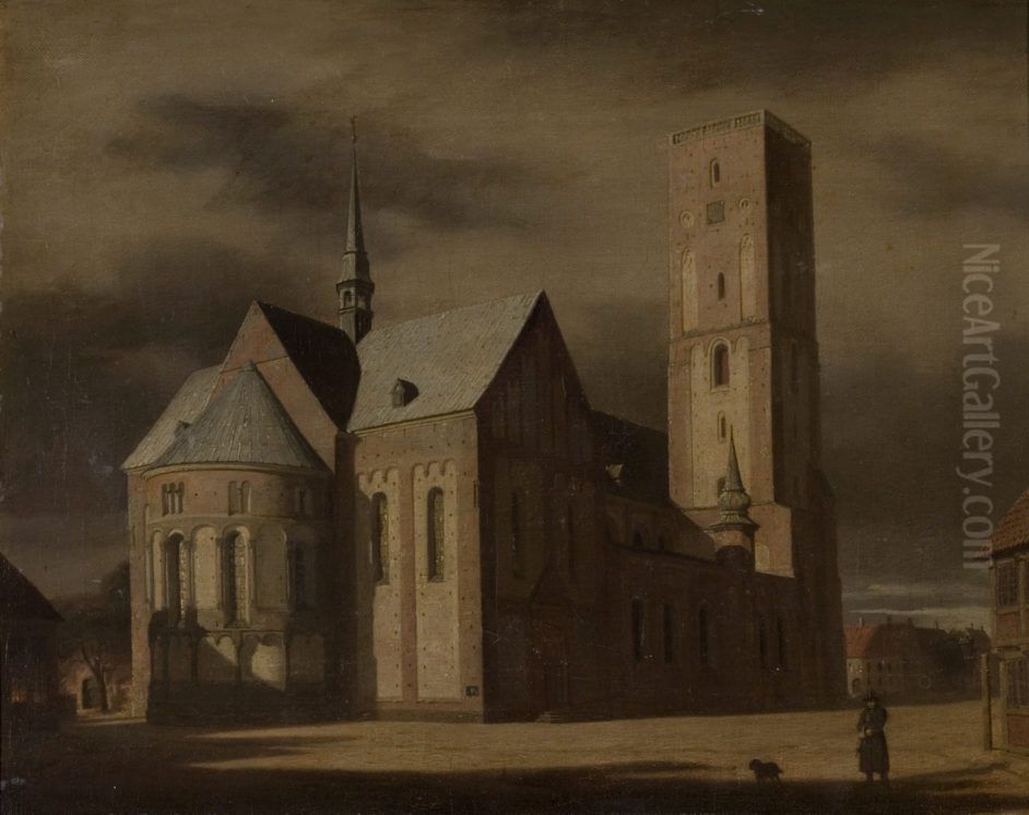 Ribe Domkirke i maneskin Oil Painting by Jorgen Roed