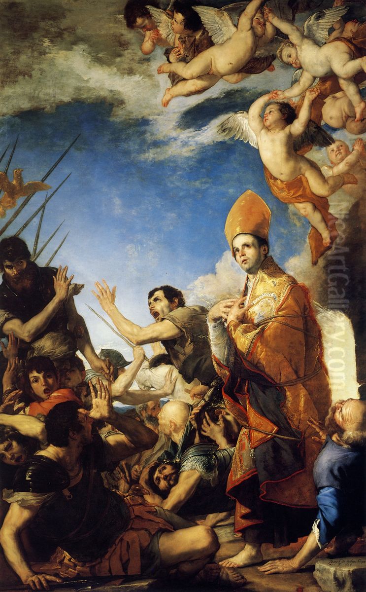 Saint Januarius leaves the furnace Oil Painting by Jusepe de Ribera