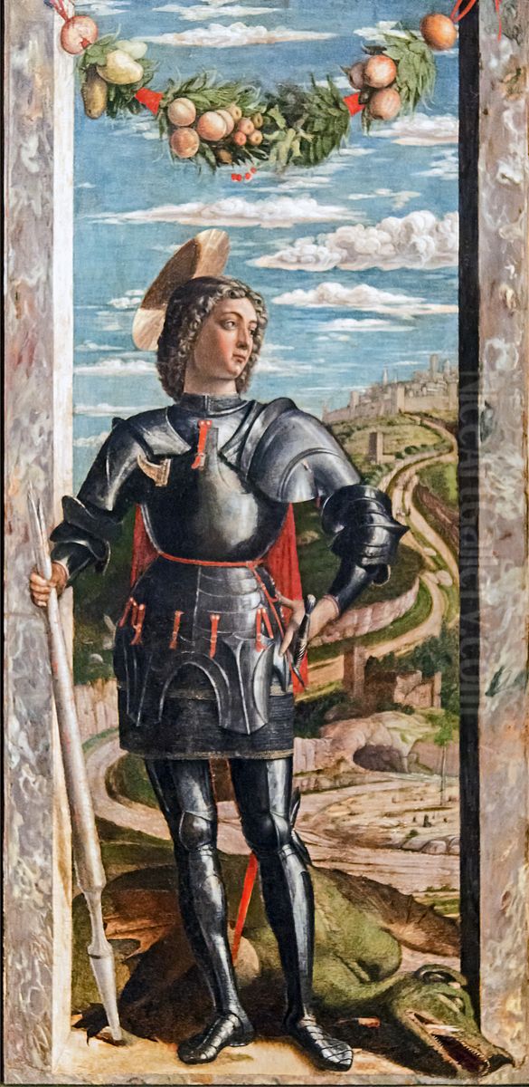Saint GeorgeFrancais:Georges de LyddaItaliano:San Giorgio Oil Painting by Andrea Mantegna