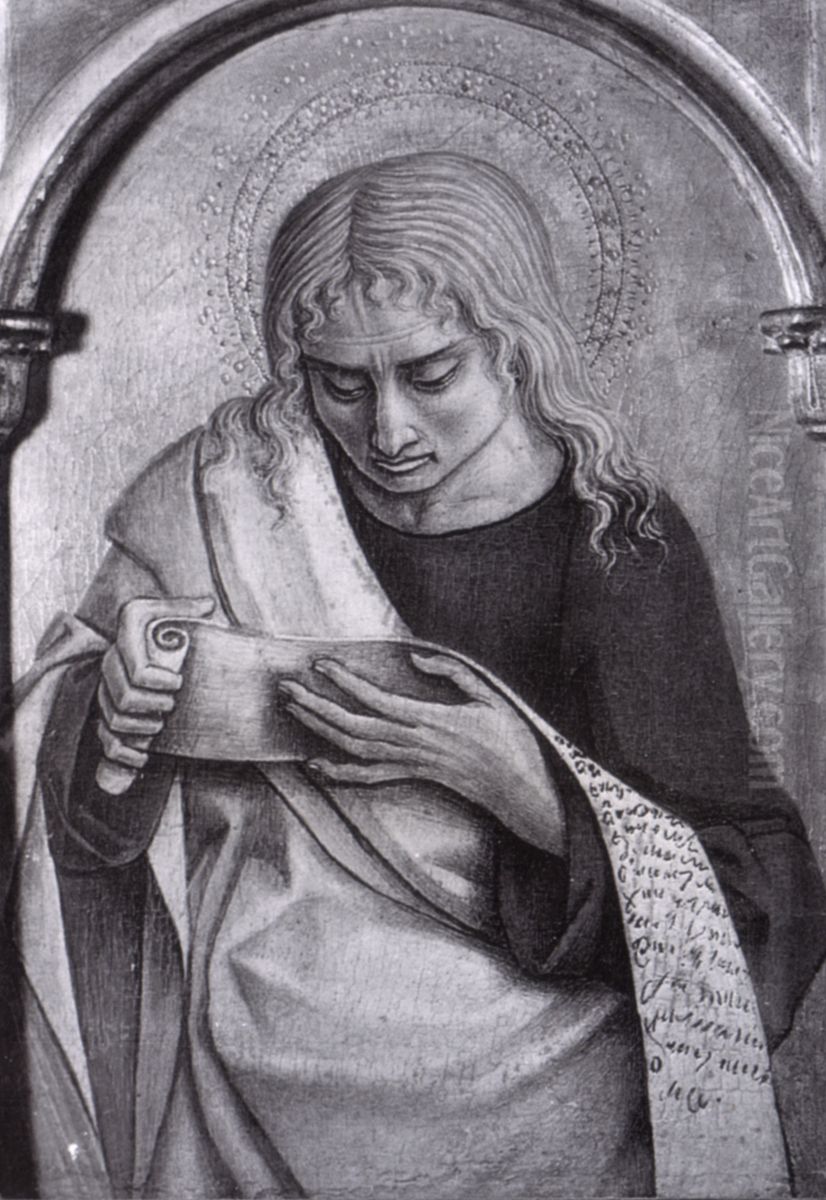 Two Evangelists (Saint John the Evangelist, the Author of a Gospel and possibly Saint Luke) (predella) Oil Painting by Carlo Crivelli