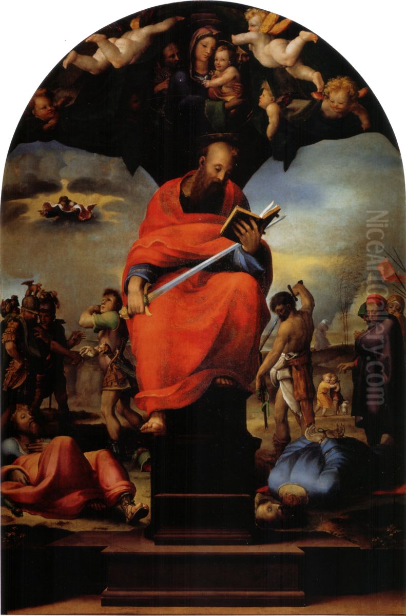 Thronender Hl. Paulus, Altargemalde Oil Painting by Domenico Beccafumi