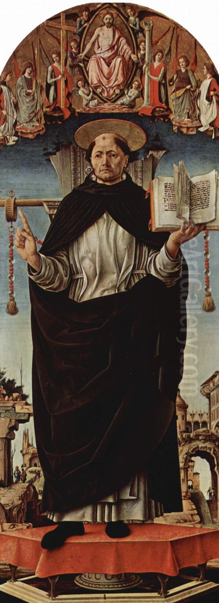 Griffoni-Altar, ursprl. Griffonikapelle in der San Petronio in Bologna, Mitteltafel: Hl. Vinzenz Ferrer Oil Painting by Francesco Del Cossa