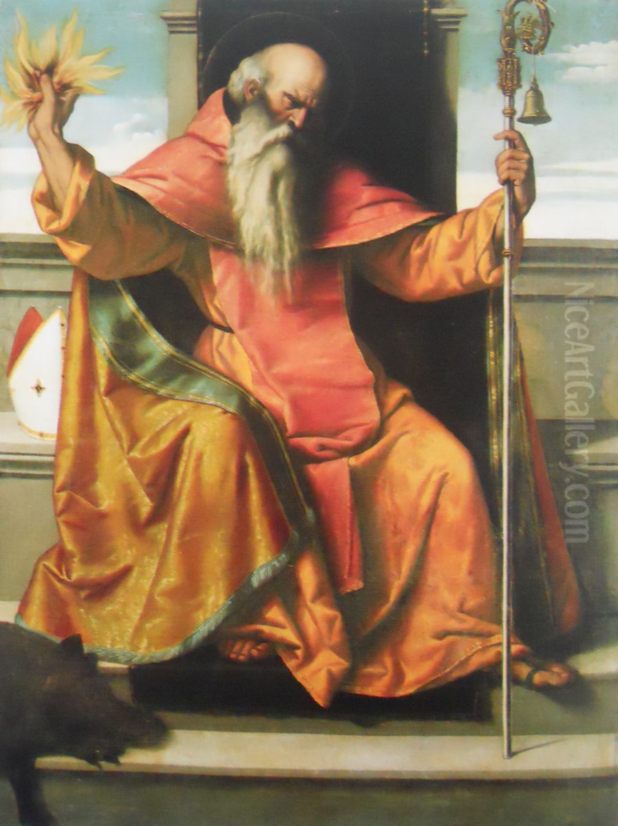 Saint Anthony Abbot Oil Painting by Alessandro Bonvicino (Moretto da Brescia)