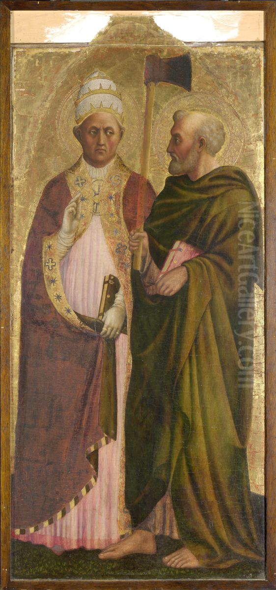 A Pope (Saint Gregory?) and Saint Matthias Oil Painting by Masolino da Panicale