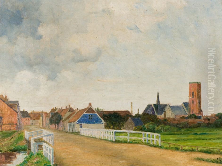 Hvidebro i Ribe Oil Painting by Johan Rohde