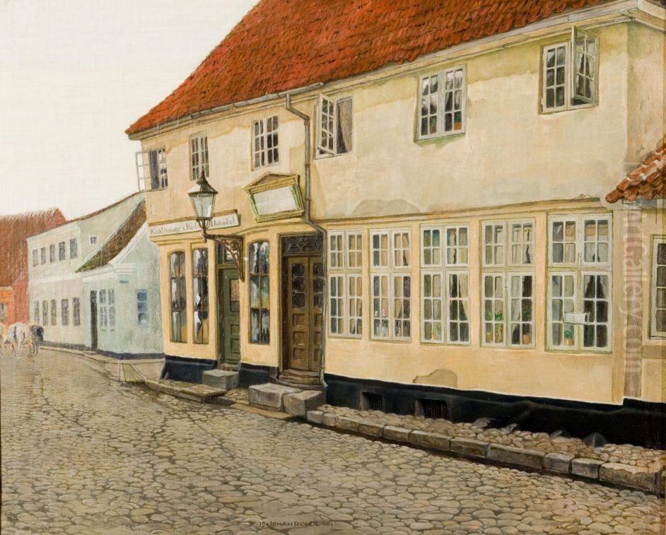 Gadeparti fra Ribe Oil Painting by Johan Rohde