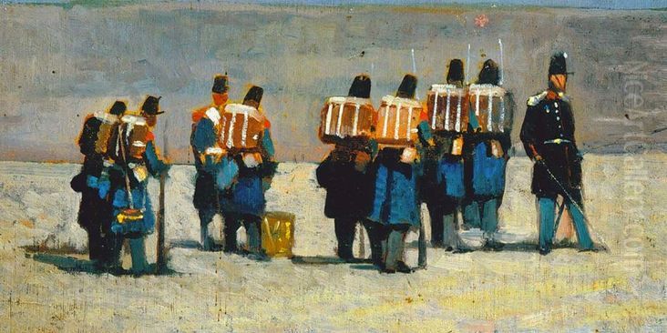 Soldati francesi del '59 Oil Painting by Giovanni Fattori