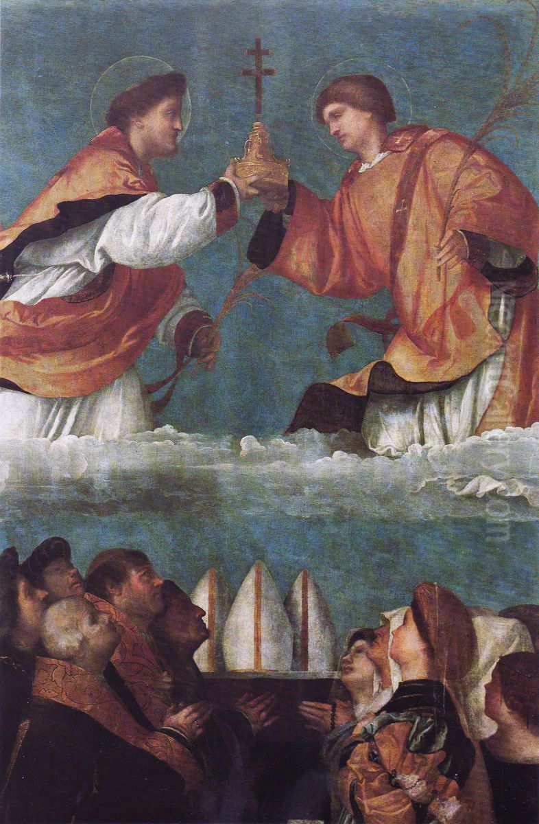 Procession of the Holy Cross in mass Oil Painting by Alessandro Bonvicino (Moretto da Brescia)