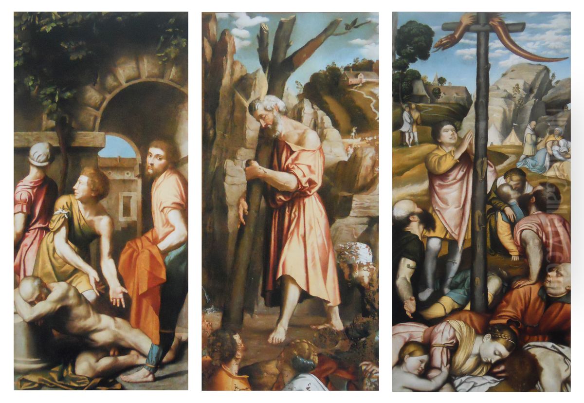 Salvation Triptych Oil Painting by Alessandro Bonvicino (Moretto da Brescia)