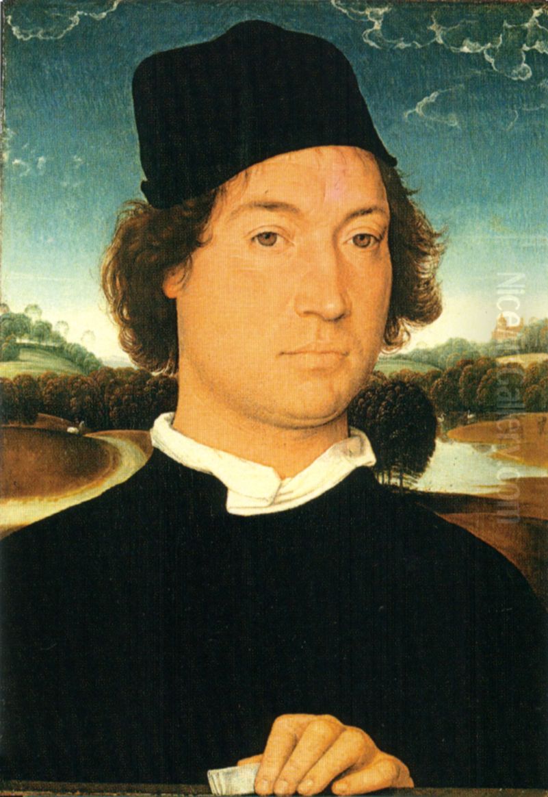 L'Homme a la lettre Oil Painting by (manner of) Memling, Hans