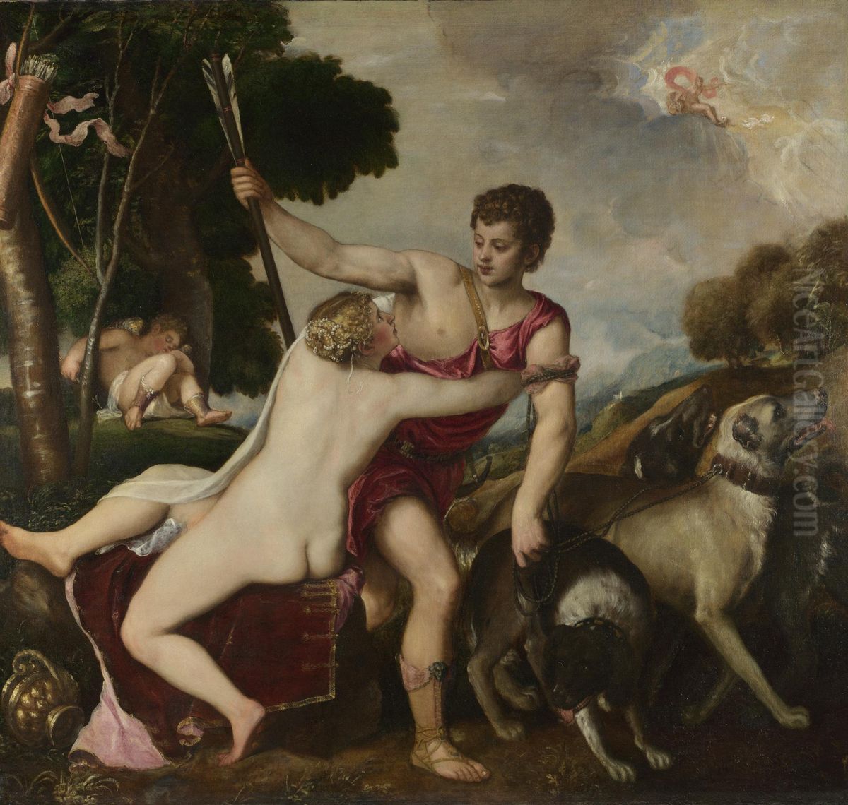 Venus and Adonis Oil Painting by Titian