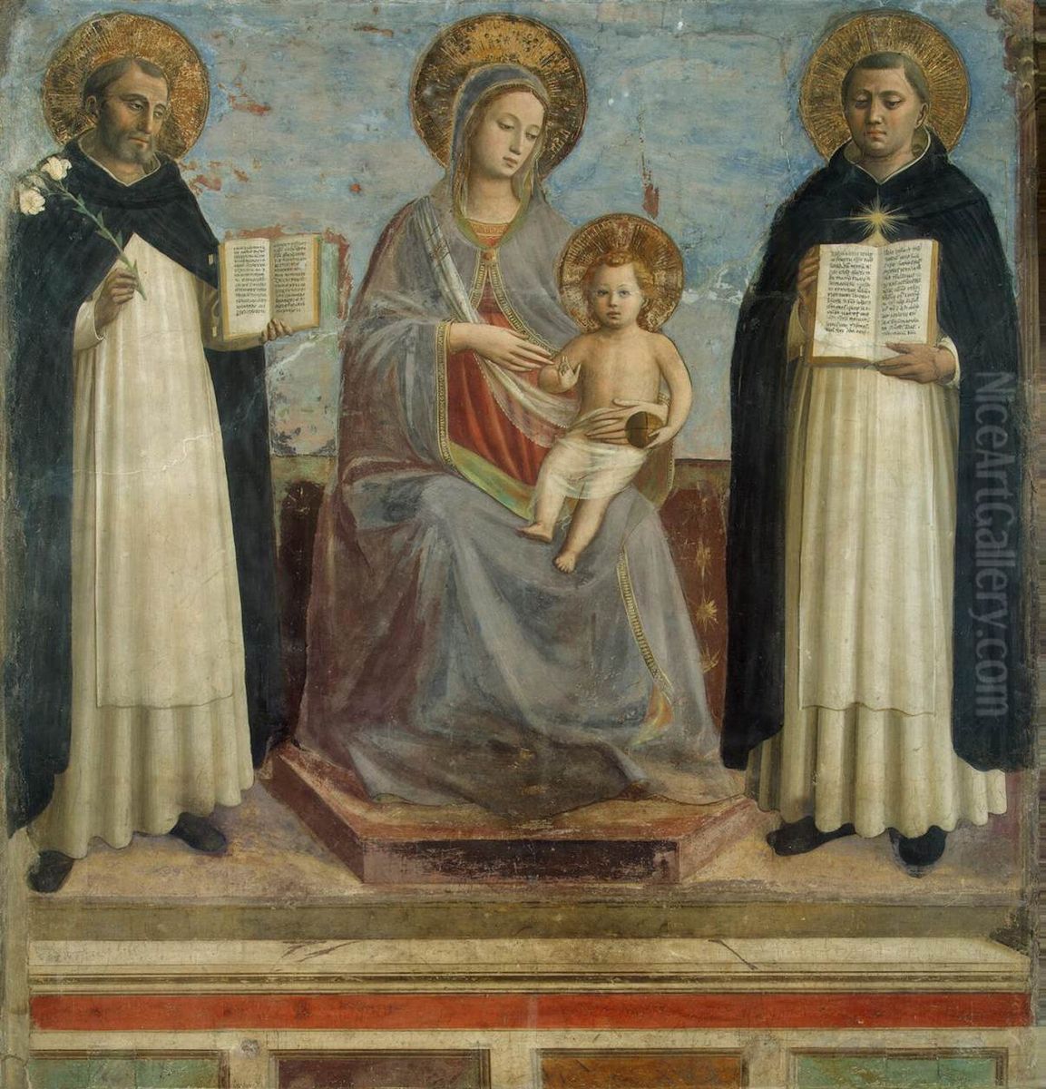 Virgin and Child with Sts Dominic and Thomas Aquinas Oil Painting by Fra Angelico
