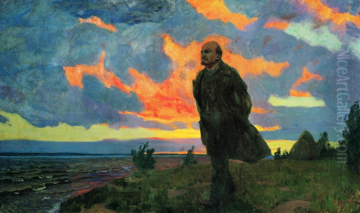 <<V. I. Lenin v Razlive v 1917 godu>> Oil Painting by Arkady Rylov