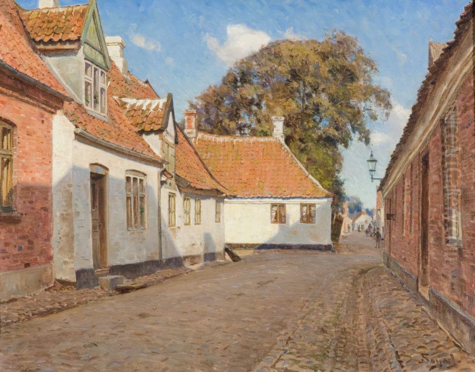 Hjornet af Puggaardsgade, Ribe Oil Painting by C.M. Soya-Jensen