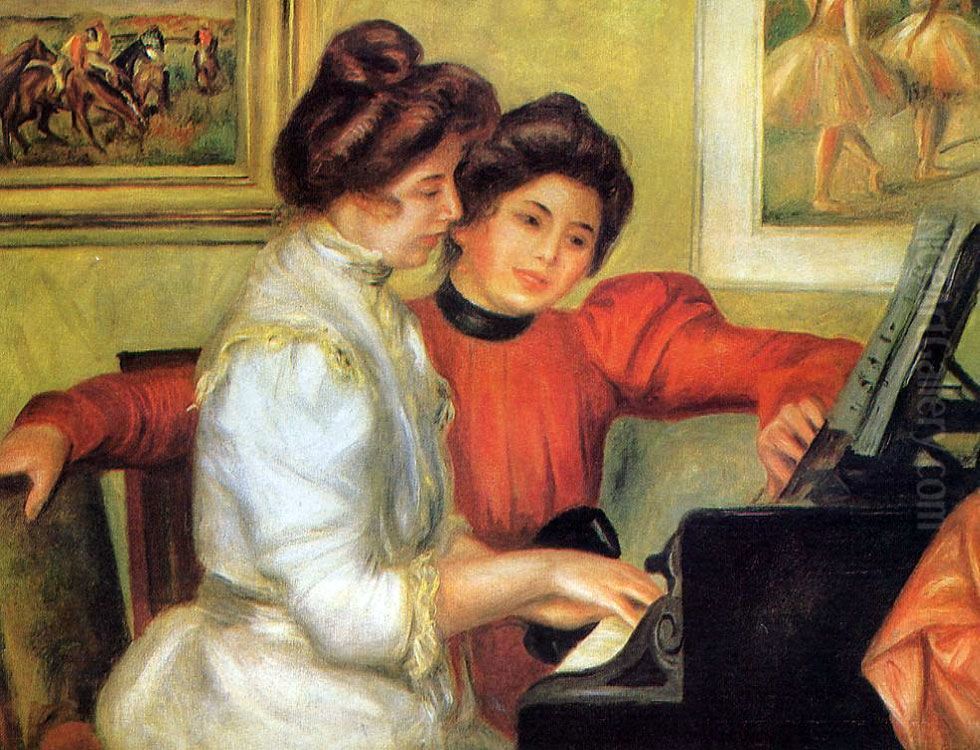 Yvonne et Christine Lerolle au piano Oil Painting by Pierre Auguste Renoir