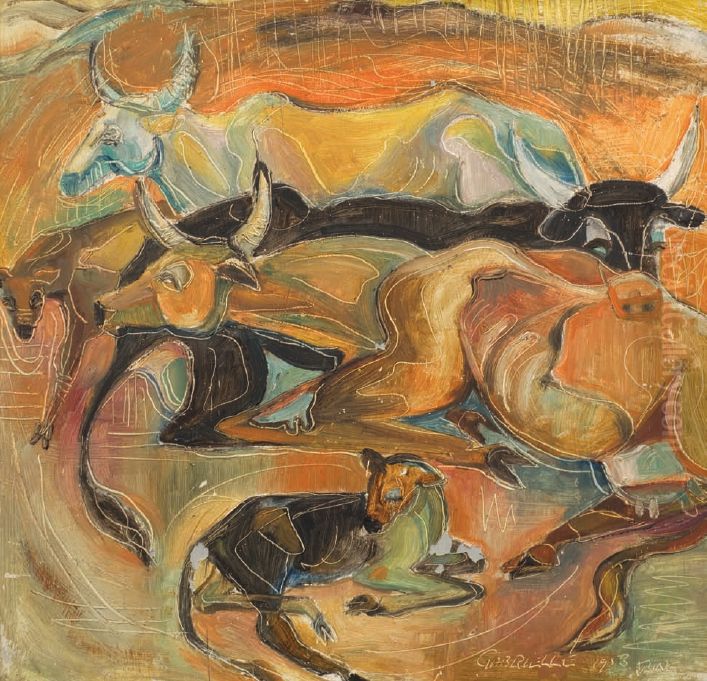 Cattle at Rest Oil Painting by Gabrielle Hope