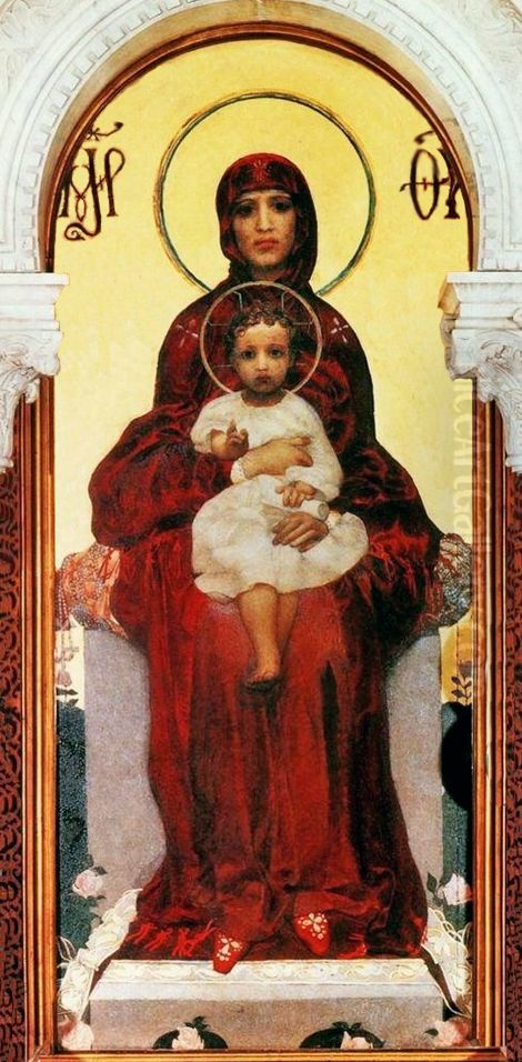 The Mother of God with the child (Vrubel) Oil Painting by Mikhail Vrubel