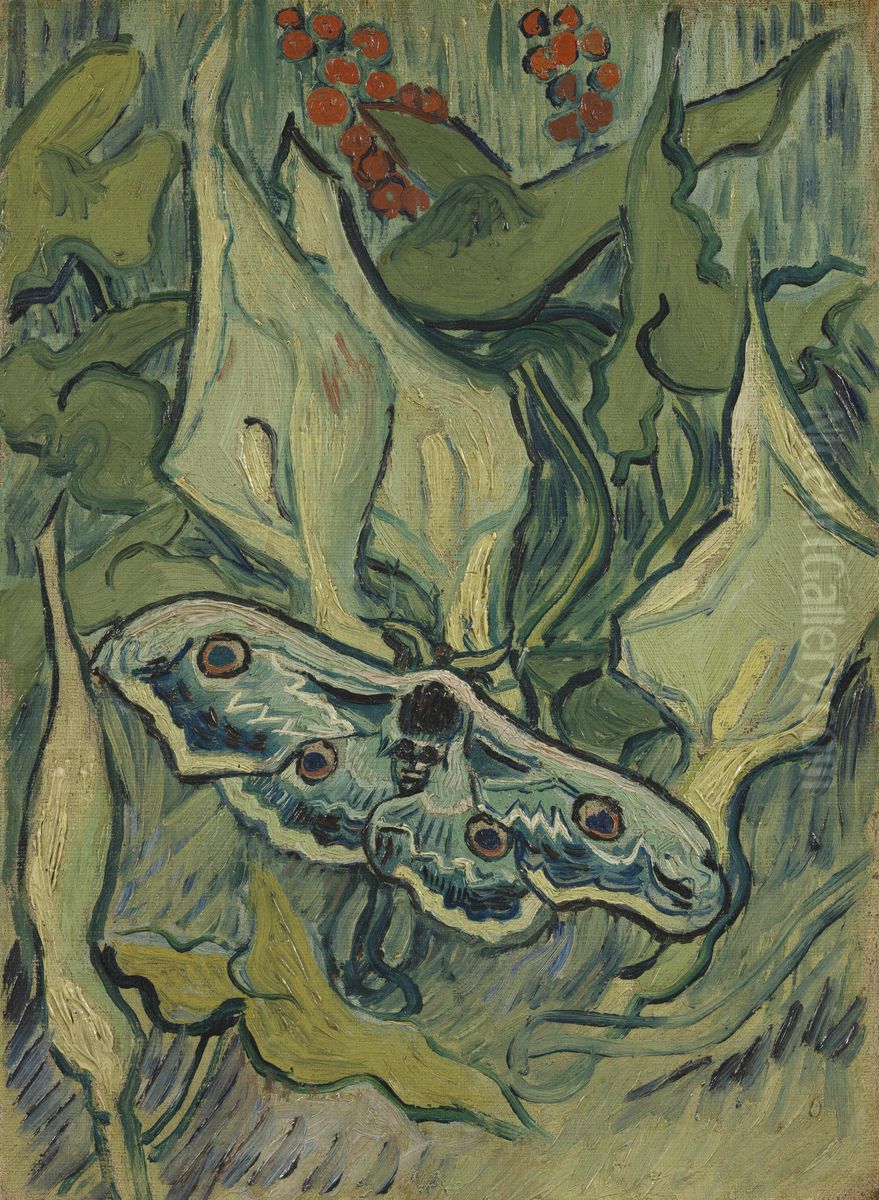 Giant Peacock Moth Oil Painting by Vincent Van Gogh