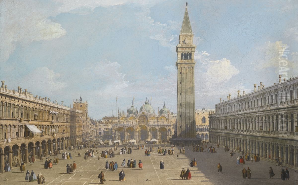 Piazza San Marco looking East towards the Basilica Oil Painting by Canaletto
