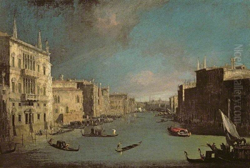 The Grand Canal, Venice, Looking North East from the Palazzo Balbi to the Rialto Bridge Oil Painting by Canaletto