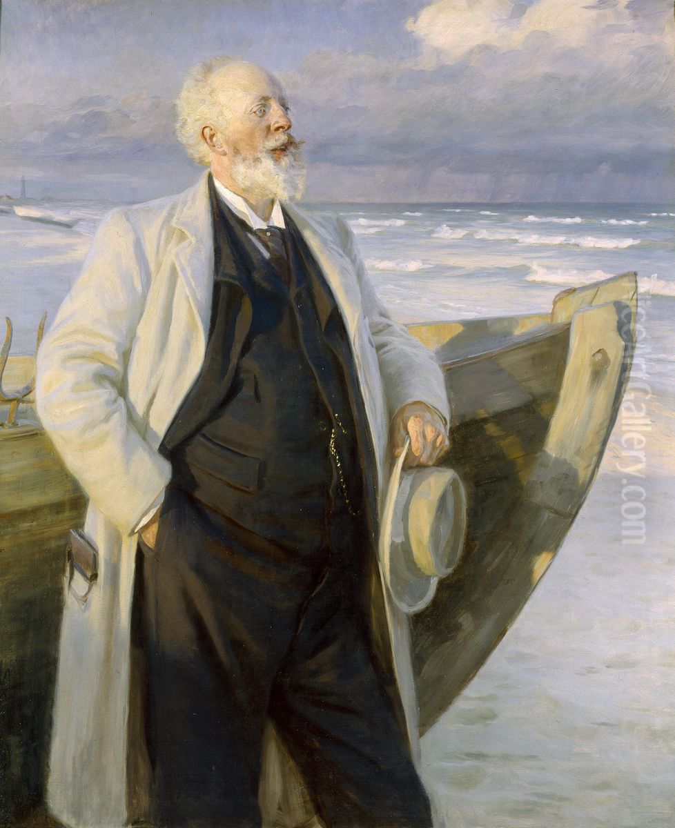Holger Drachmann Oil Painting by Peder Severin Kroyer