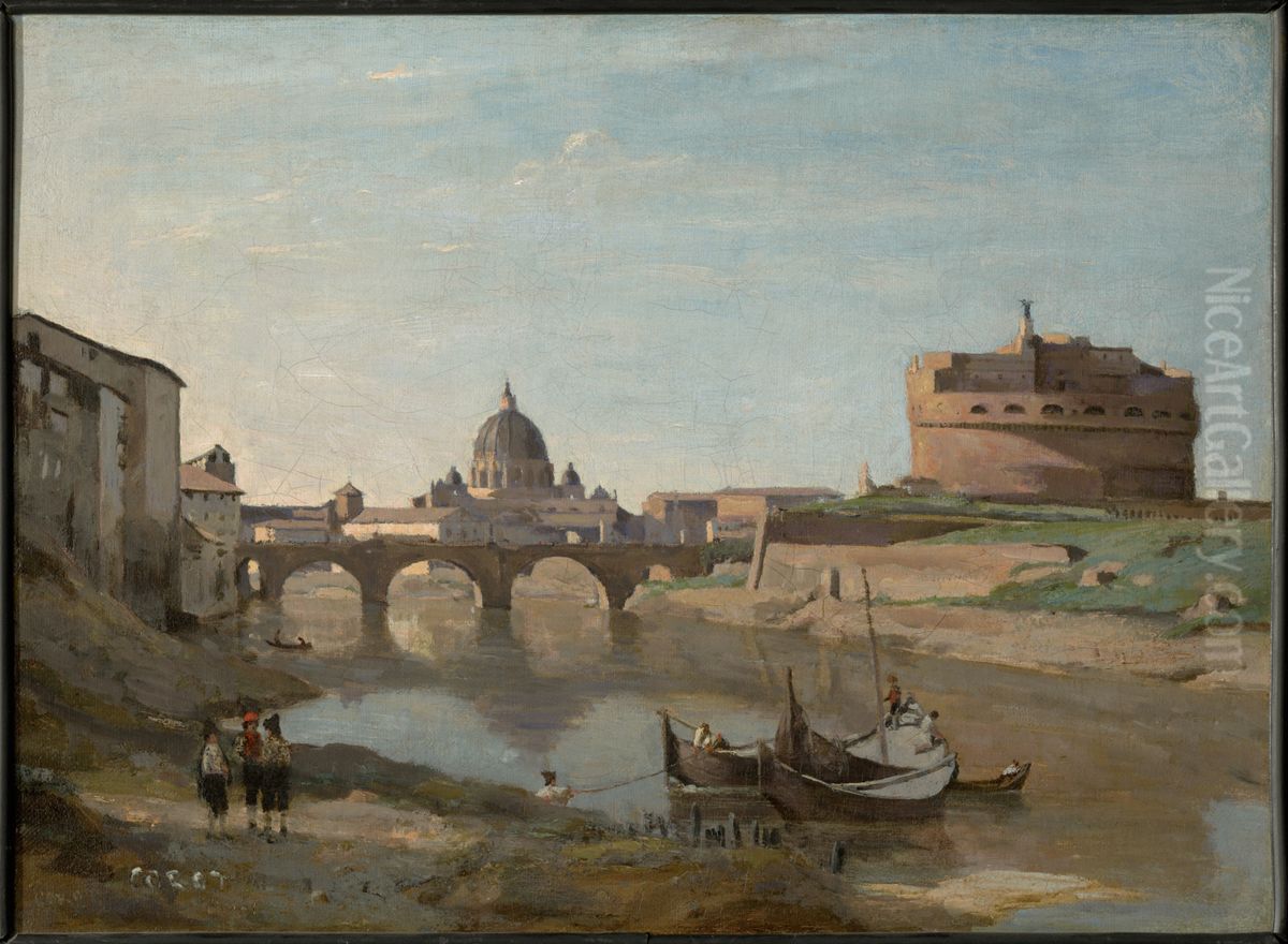Castel Sant'Angelo, Rome Oil Painting by Jean-Baptiste Camille Corot