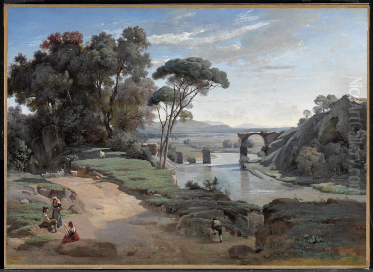 The Bridge at Narni Oil Painting by Jean-Baptiste Camille Corot