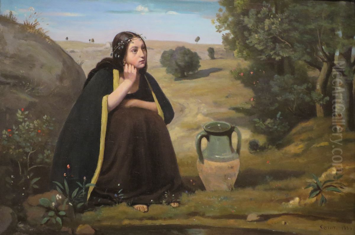 Rebecca at the Well Oil Painting by Jean-Baptiste Camille Corot